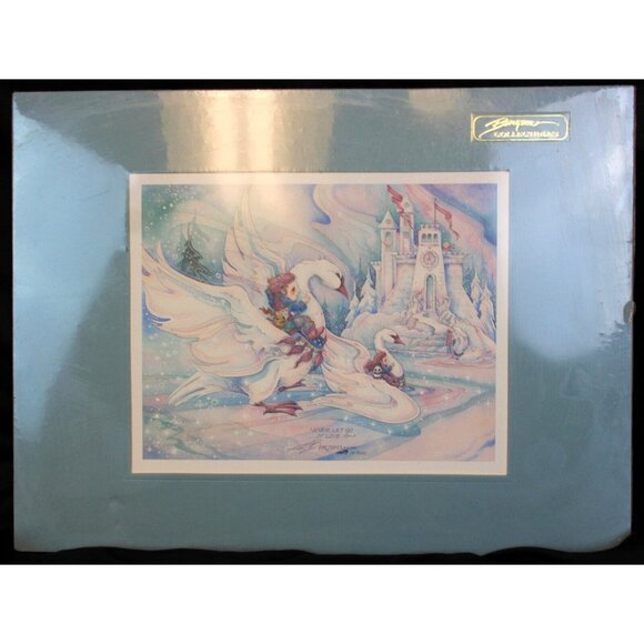 Jody Bergsma Matted Print Never Let Go of Love Winter Sparkle Kid Swan Ice Castl - Picture 2 of 14